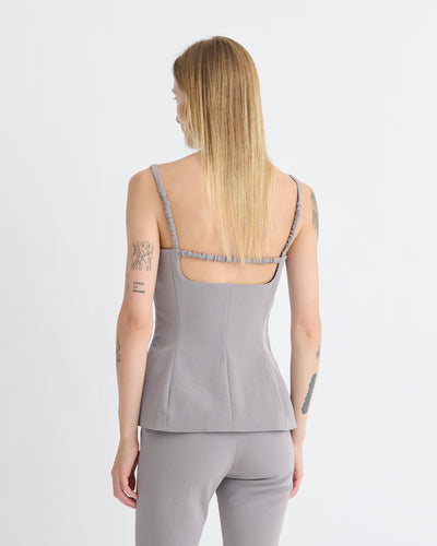 Laree - Paper Jersey Sleeveless Top - Grey