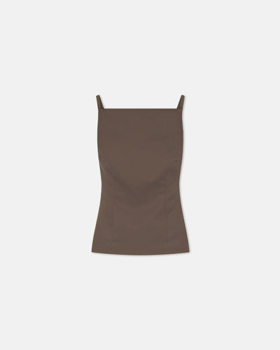 Laree - Structured Satin Sleeveless Top - Wood