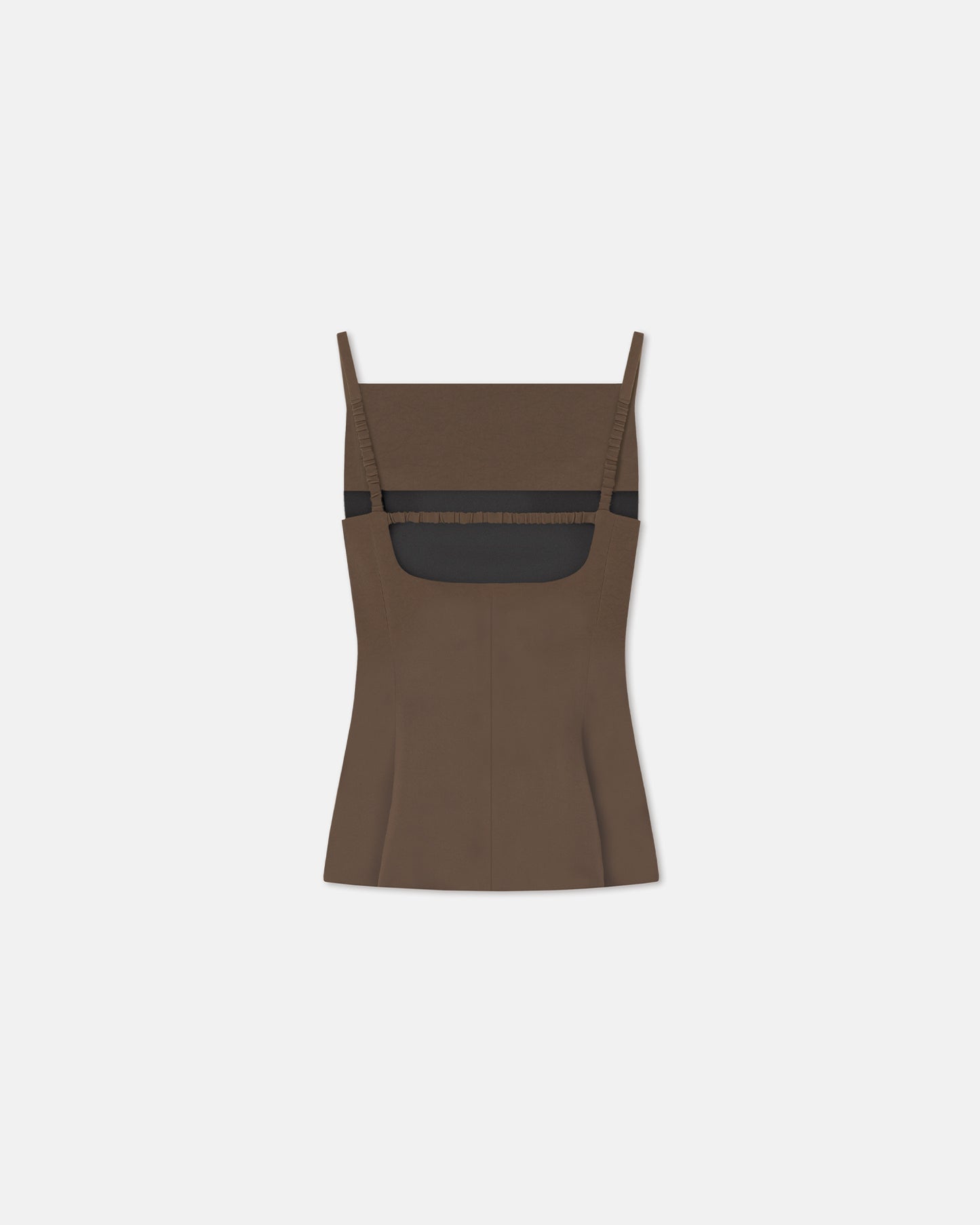 Laree - Structured Satin Sleeveless Top - Wood