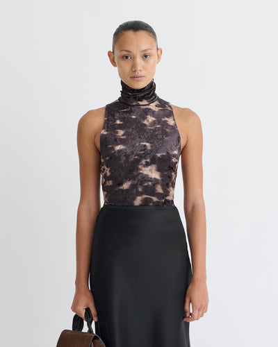 Sula - Stretch Velvet Sleeveless Top - Midnight Mocha Brown