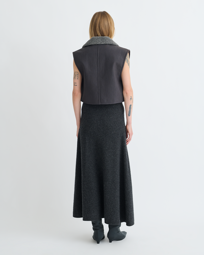 Zalina - Wax Cotton and Faux Shearling Vest - Graphite