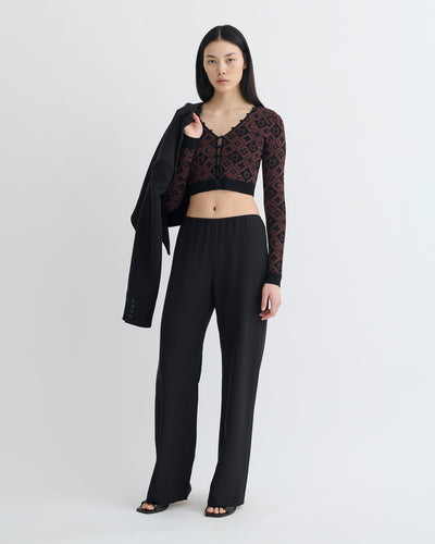 Dovie - Cropped Cardigan - Symbol Tile Mahogany