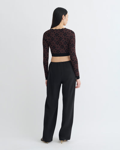 Dovie - Cropped Cardigan - Symbol Tile Mahogany