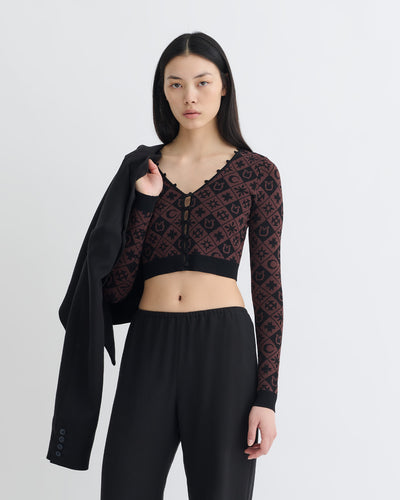 Dovie - Cropped Cardigan - Symbol Tile Mahogany