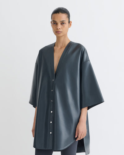 Ingar - Okobor™ Alt-Leather Mini Dress - Steel Blue