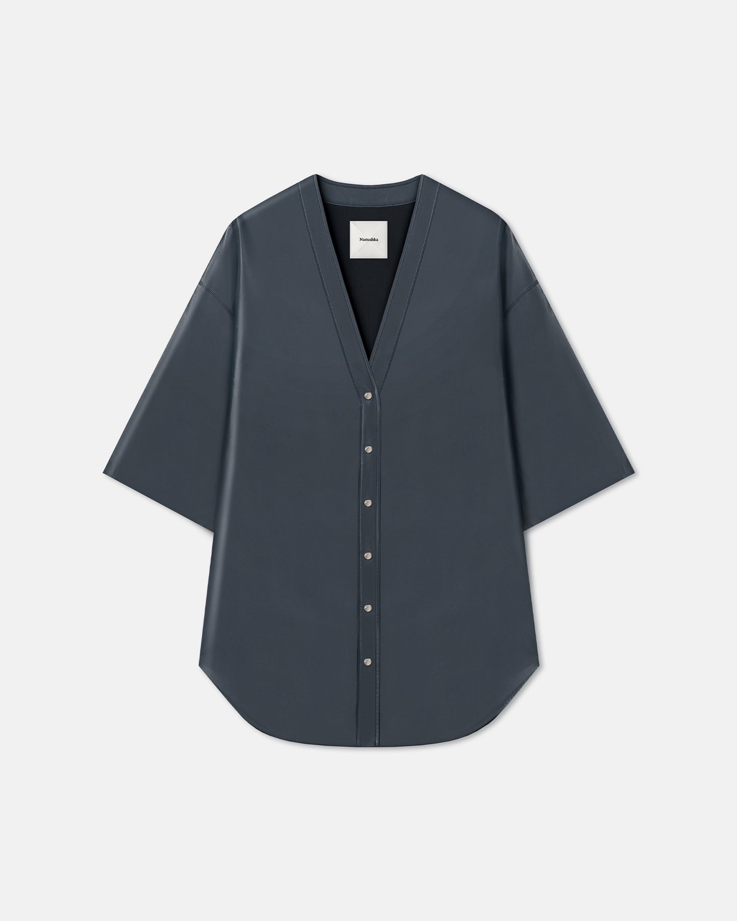 Ingar - Okobor™ Alt-Leather Mini Dress - Steel Blue