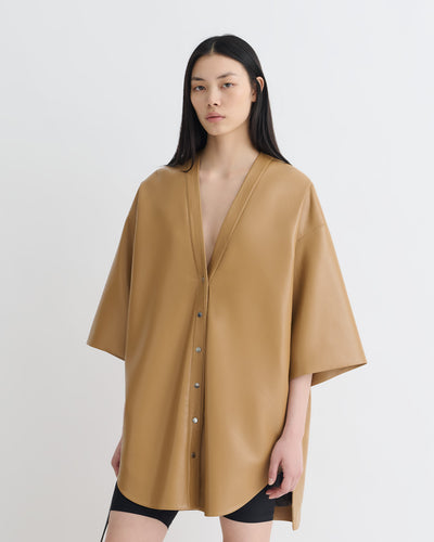 Ingar - Okobor™ Alt-Leather Mini Dress - Oak