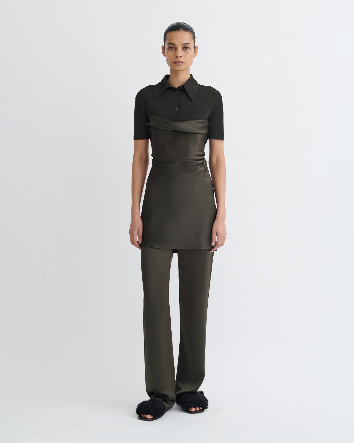 Heceta - Mesh Jersey and Slip Satin Mini Dress