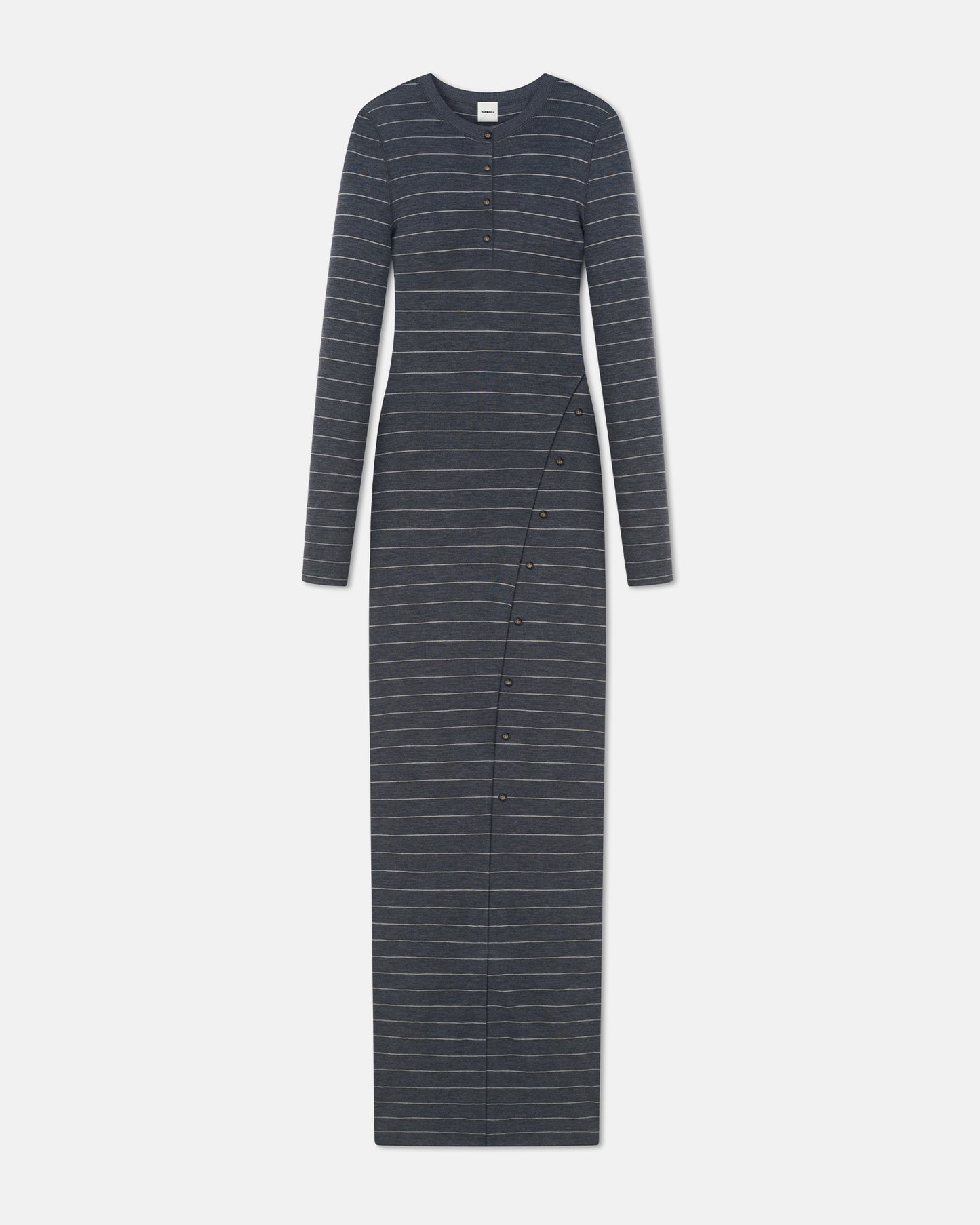 Dakoa - Striped Terry Merino Maxi Dress - Grey Stripe