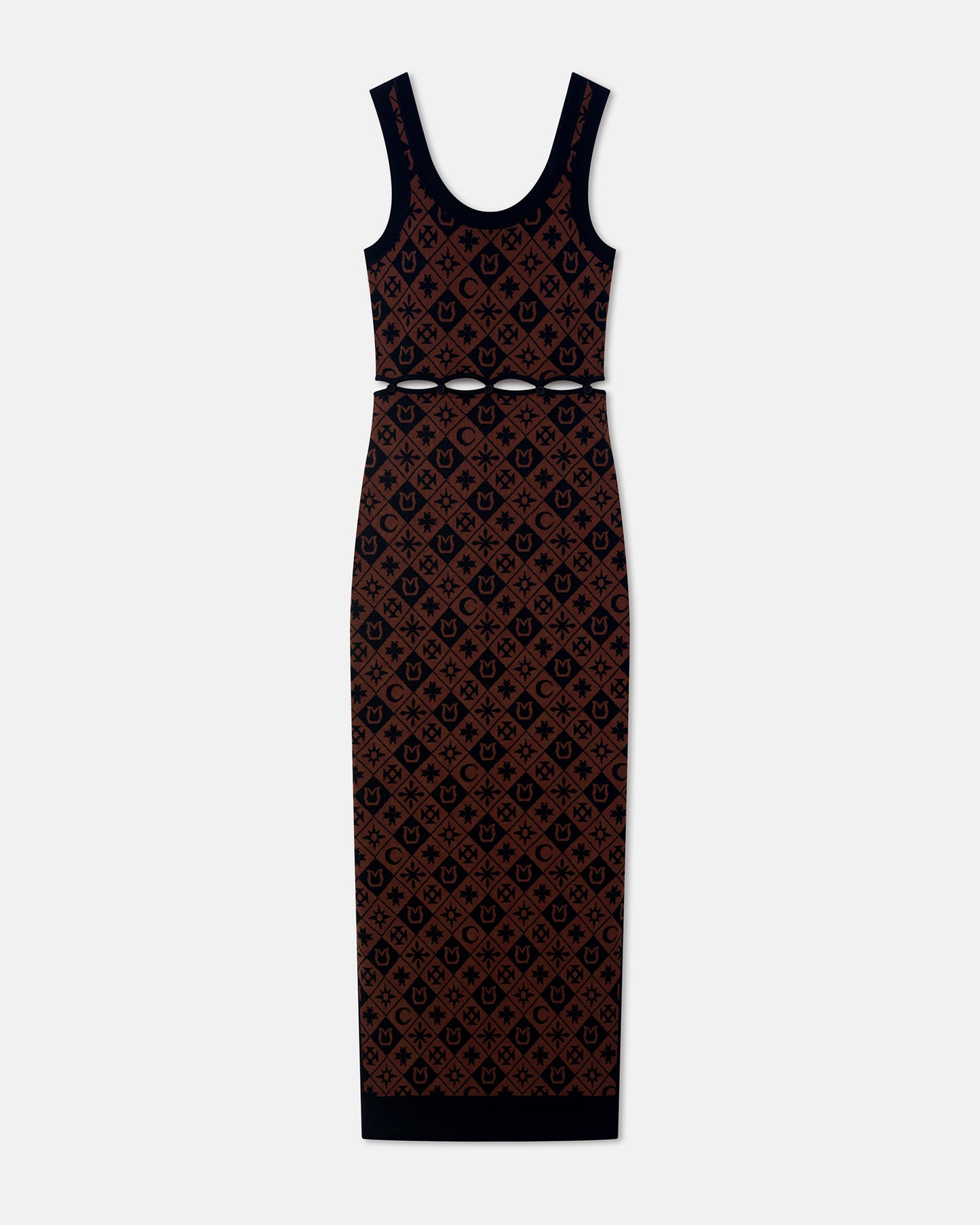 Maves - Knitted Midi Dress - Symbol Tile Mahogany