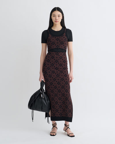 Maves - Knitted Midi Dress - Symbol Tile Mahogany