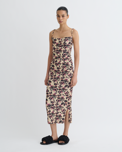 Alexa - Printed Mesh Jersey Midi Dress - Tapestry Floral