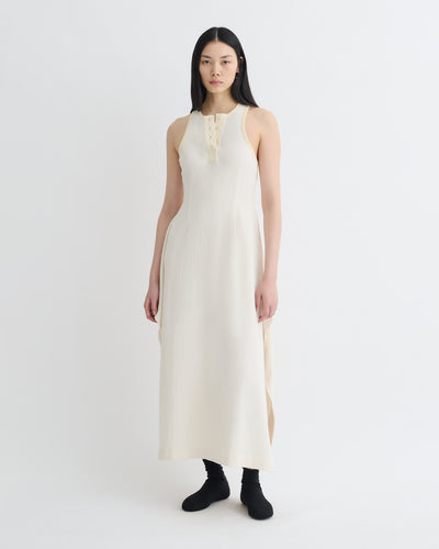 Thoosa - Draped Crepe Melange Midi Dress - Creme
