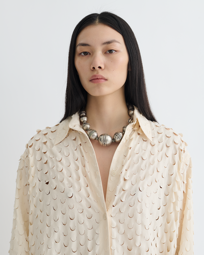 Brizo - Laser-Cut Heavy Poplin Shirt Dress - Creme