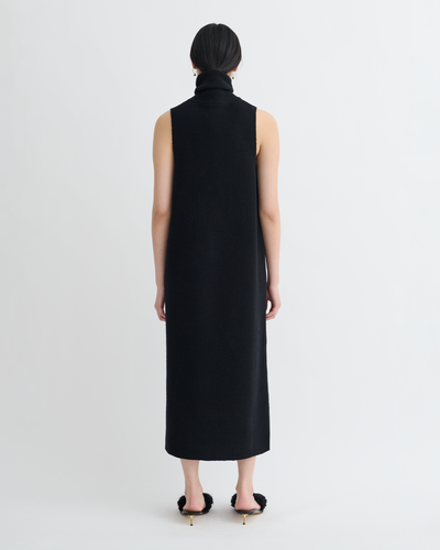 Jessam - Merino Wool Turtleneck Dress - Black/Roses