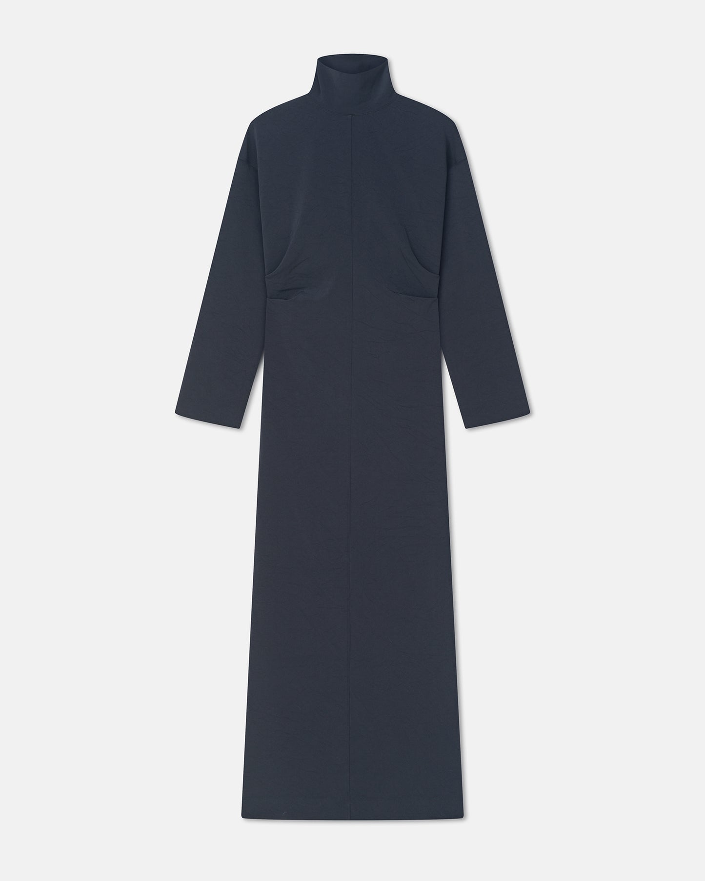 Jasmon - Draped Paper Jersey Turtleneck Dress - Dusty Blue