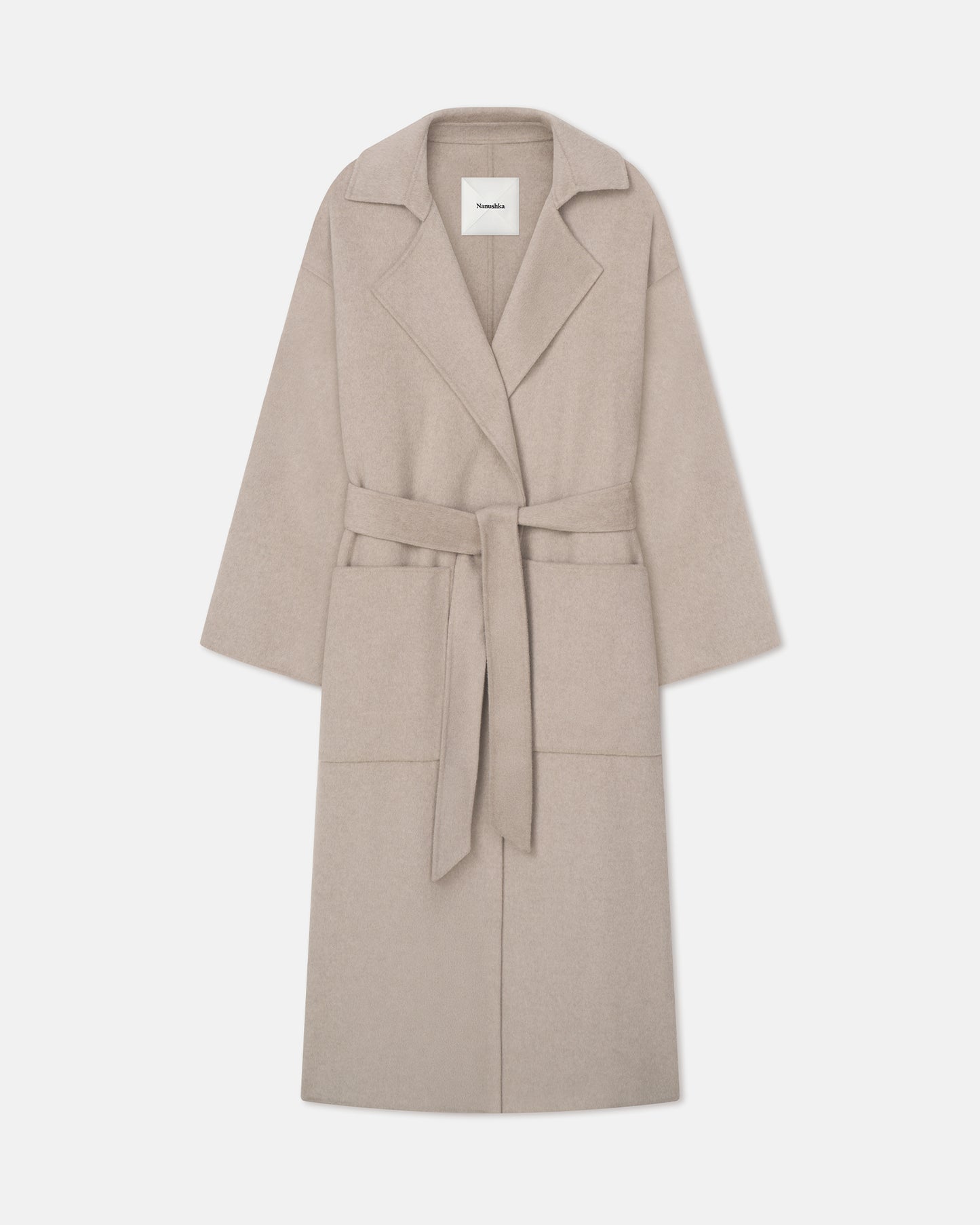 Salima - Double Wool Robe Coat - Stone