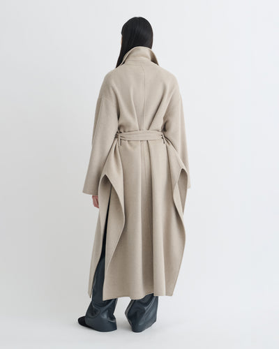 Salima - Double Wool Robe Coat - Stone