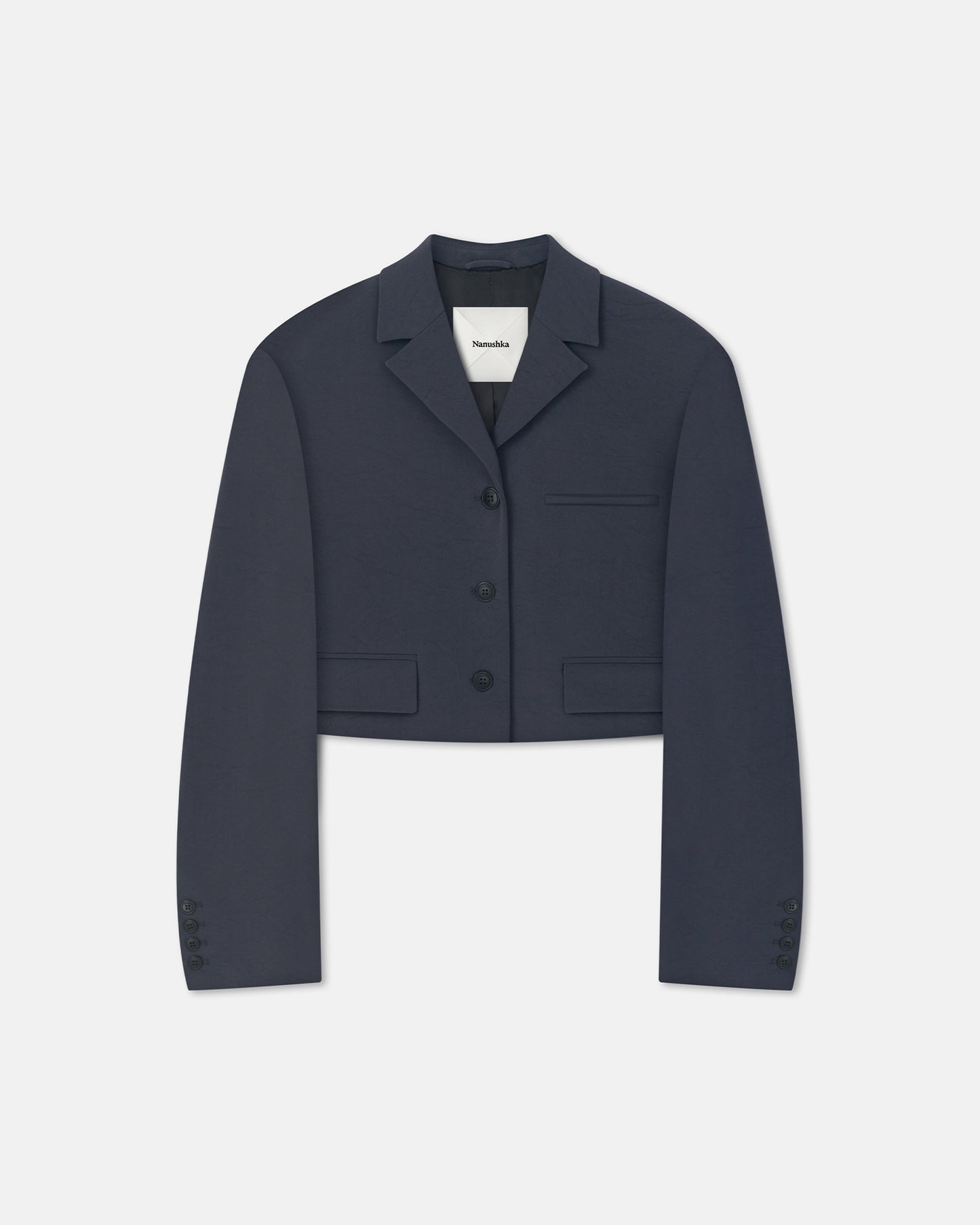 Sinead - Cropped Paper Jersey Blazer - Dusty Blue