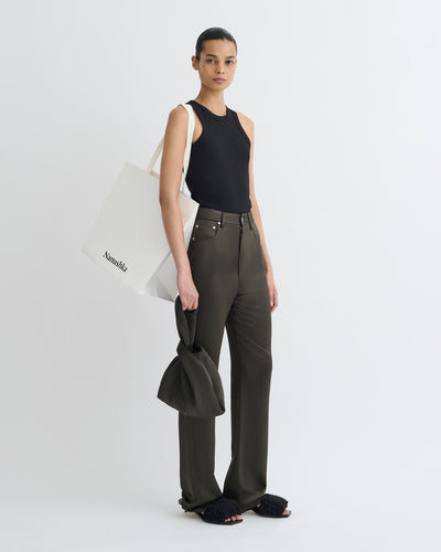 Tita - Slip Satin Pants - Dark Green