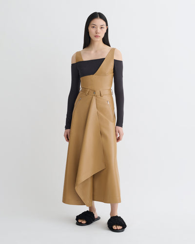 Neith - Draped Okobor™ Alt-Leather Skirt - Oak