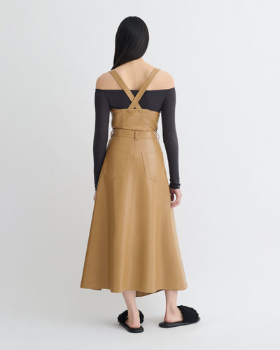 Neith - Draped Okobor™ Alt-Leather Skirt - Oak