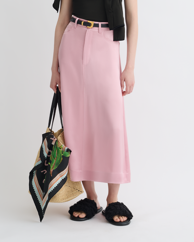 Cintia - Slip Satin Midi Skirt - Pink