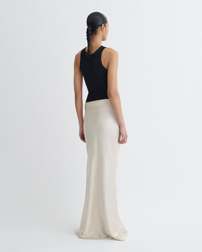 Letto - Mesh Jersey and Slip Satin Skirt - Creme/Black