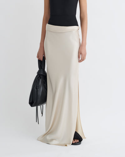 Letto - Mesh Jersey and Slip Satin Skirt - Creme/Black