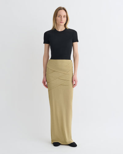 Shanda - Draped Mesh Jersey Maxi Skirt - Sand