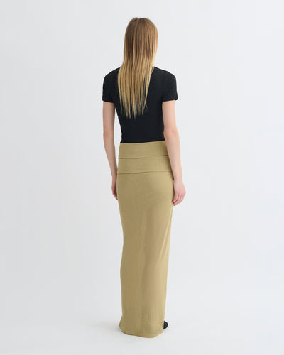 Shanda - Draped Mesh Jersey Maxi Skirt - Sand