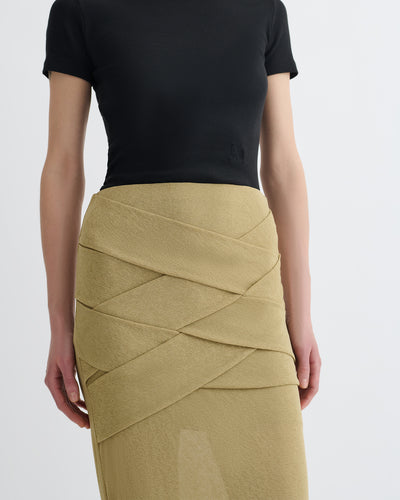 Shanda - Draped Mesh Jersey Maxi Skirt - Sand