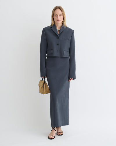 Nya - Paper Jersey Midi Skirt - Dusty Blue