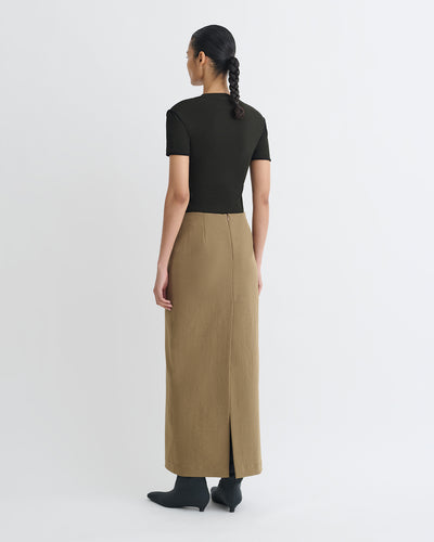 Nya - Paper Jersey Midi Skirt - Brown