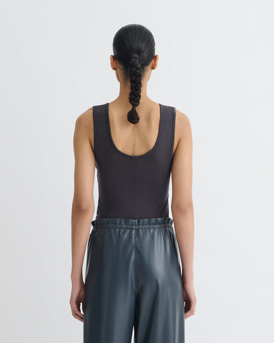 Anesa - Okobor™ Alt-Leather Top - Steel Blue/Grey