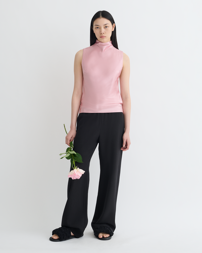 Colson - Slip Satin Turtleneck Top - Pink