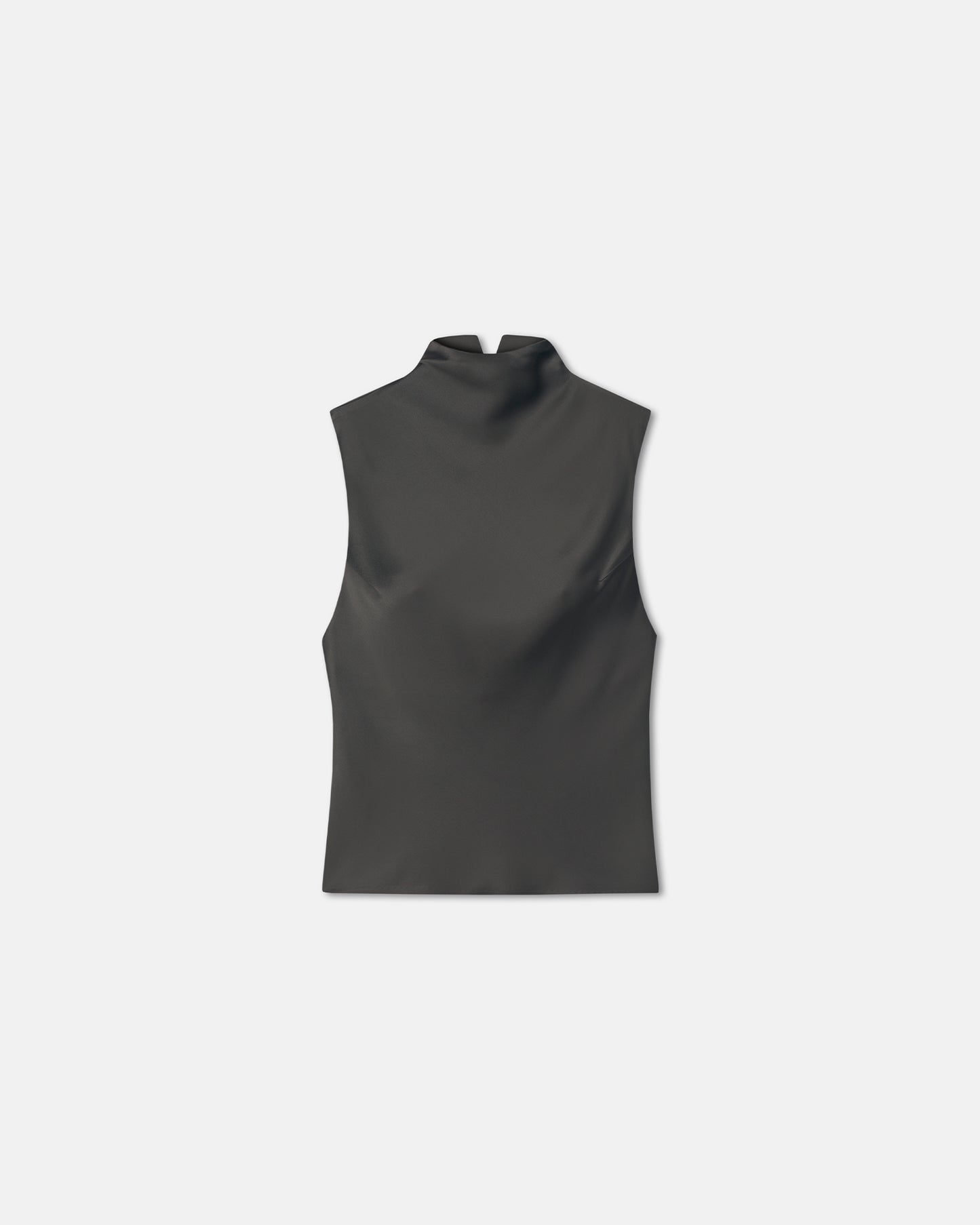 Colson - Slip Satin Turtleneck Top - Dark Green