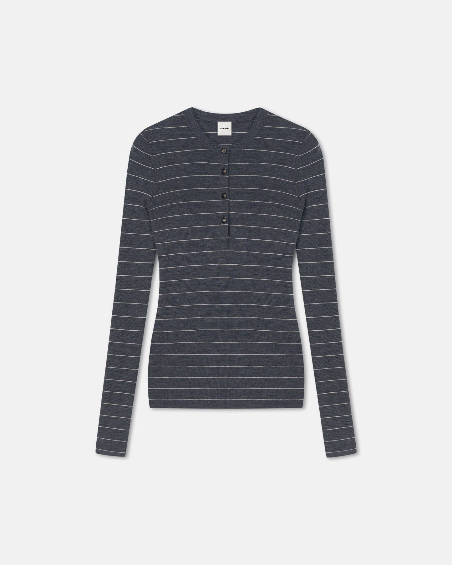 Ariyah - Striped Terry Merino Top - Grey Stripe