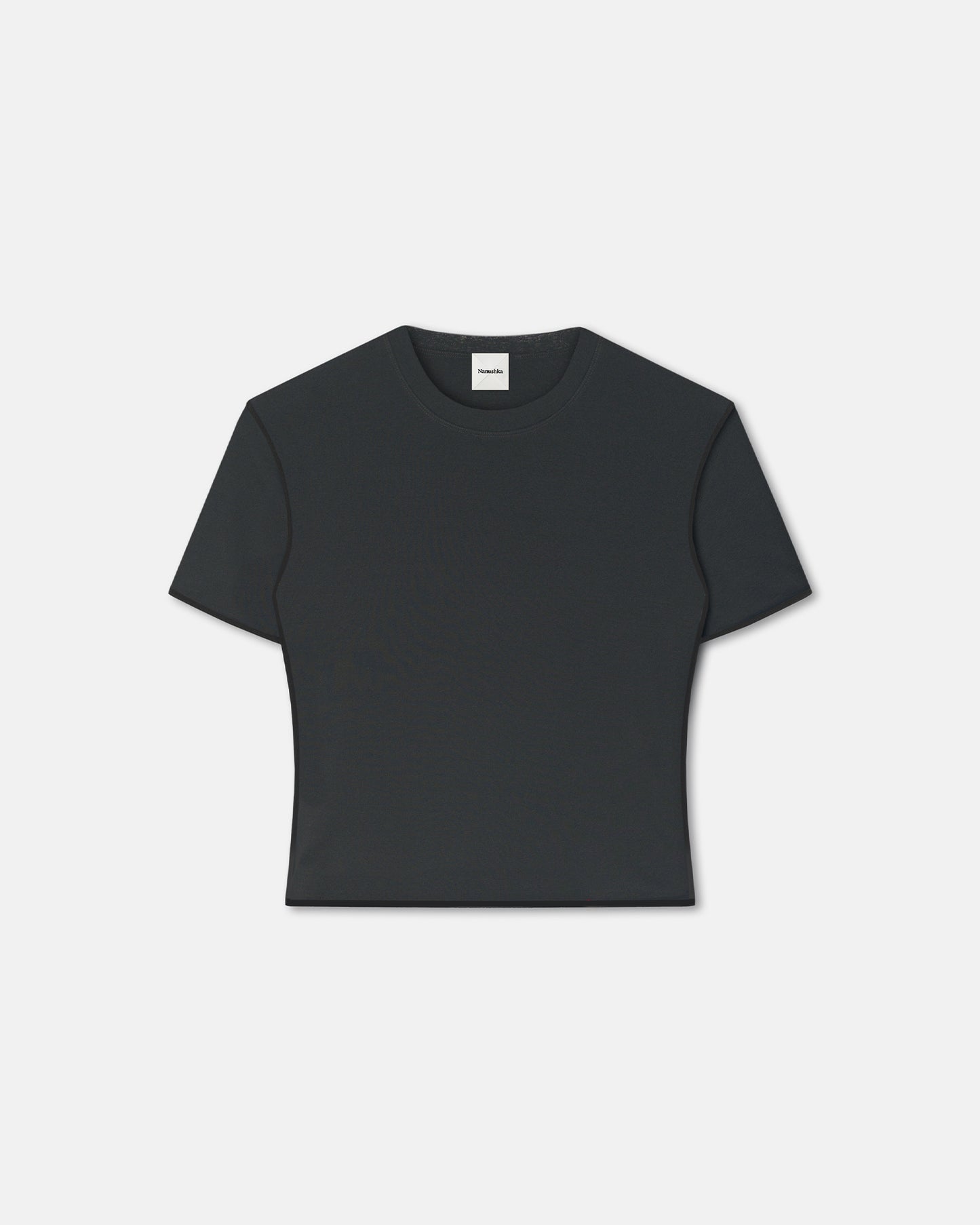 Sabelle - Cropped Mesh Jersey T-Shirt - Antracite/Black