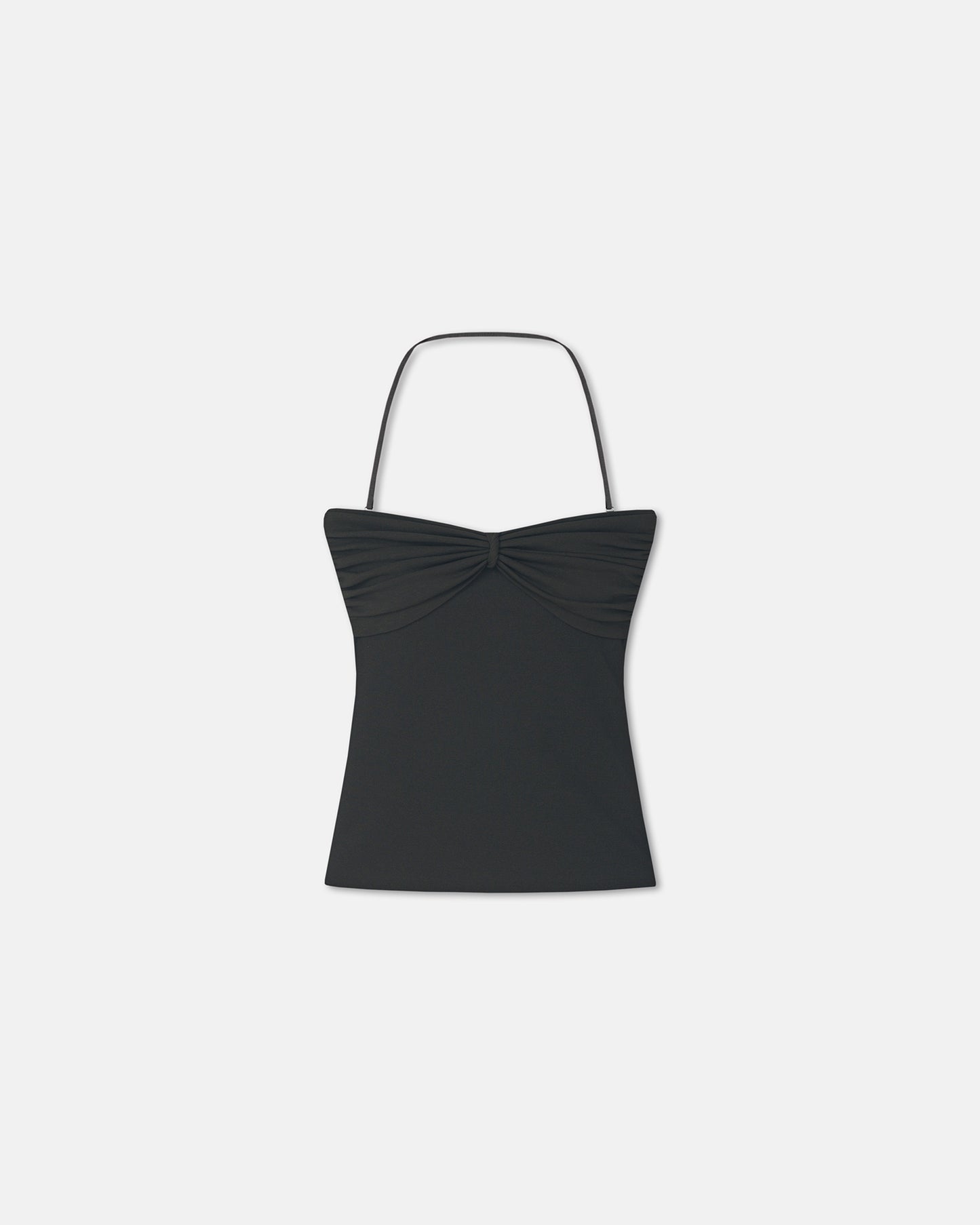 Rissa - Halter Neck Mesh Jersey Top - Anthracite