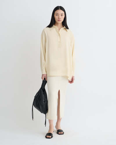 Linka - Glass Poplin Shirt - Oat