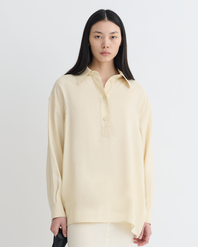 Linka - Glass Poplin Shirt - Oat