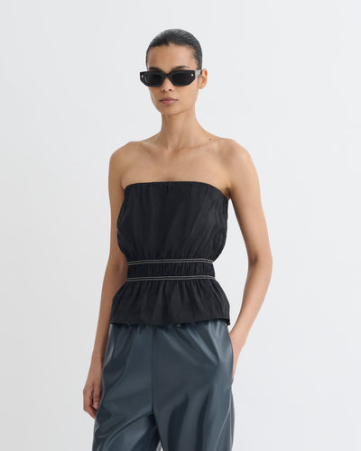 Rosey - Glass Poplin Bandeau Top - Black