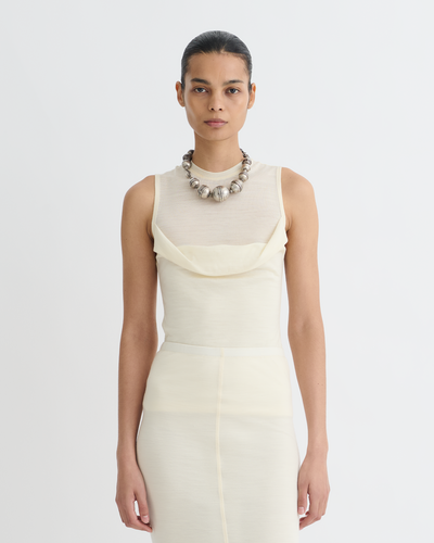 Orien - Draped Wool Jersey Top - Creme