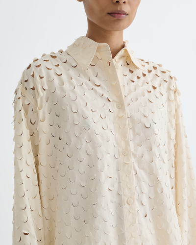 Aphea - Laser Cut Heavy Poplin Shirt - Creme