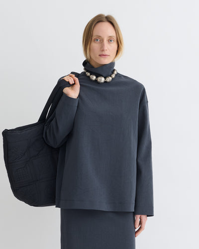 Sitara - Paper Jersey Turtleneck Top - Dusty Blue
