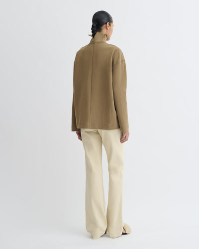 Sitara - Paper Jersey Turtleneck Top - Brown