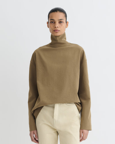 Sitara - Paper Jersey Turtleneck Top - Brown