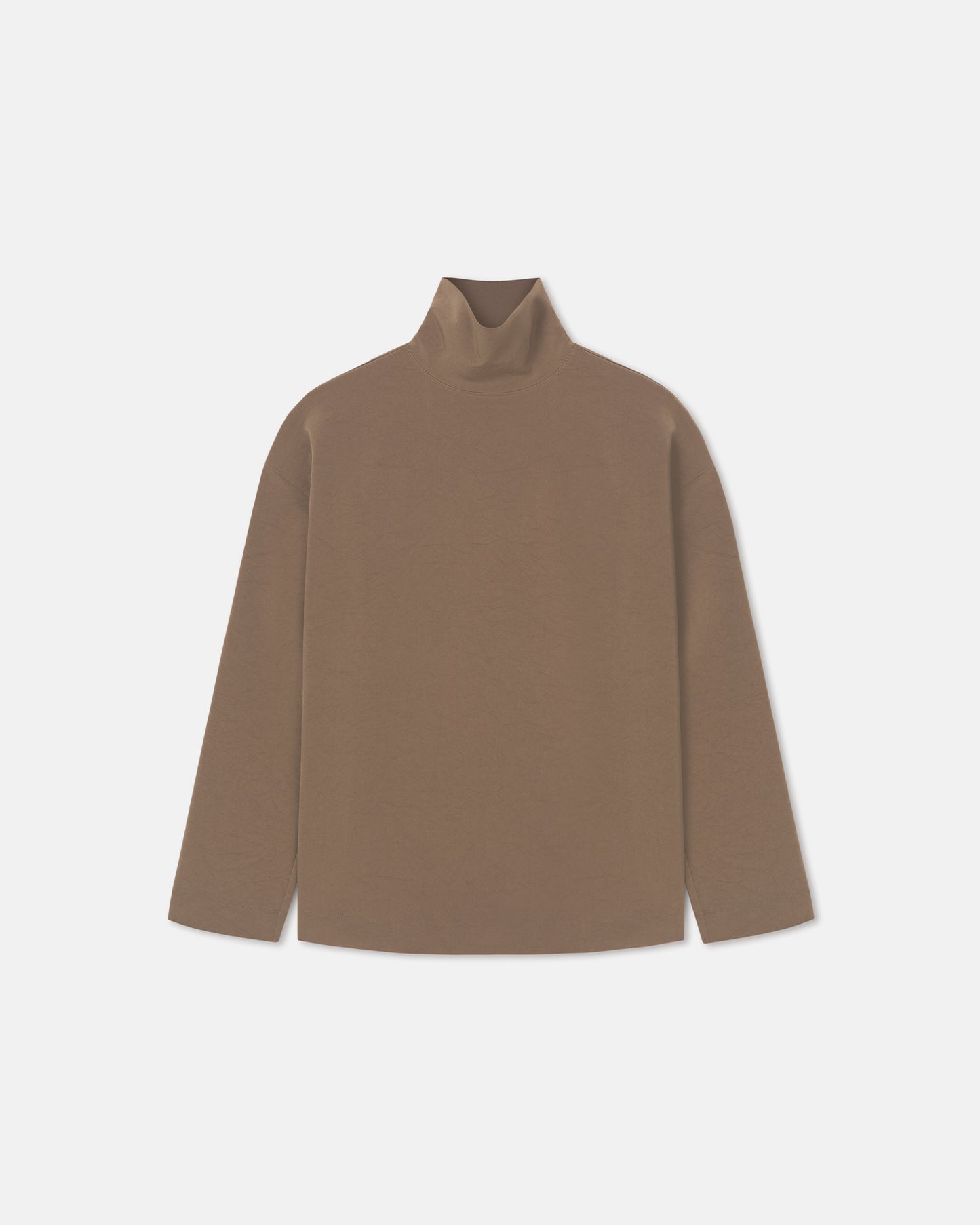 Sitara - Paper Jersey Turtleneck Top - Brown