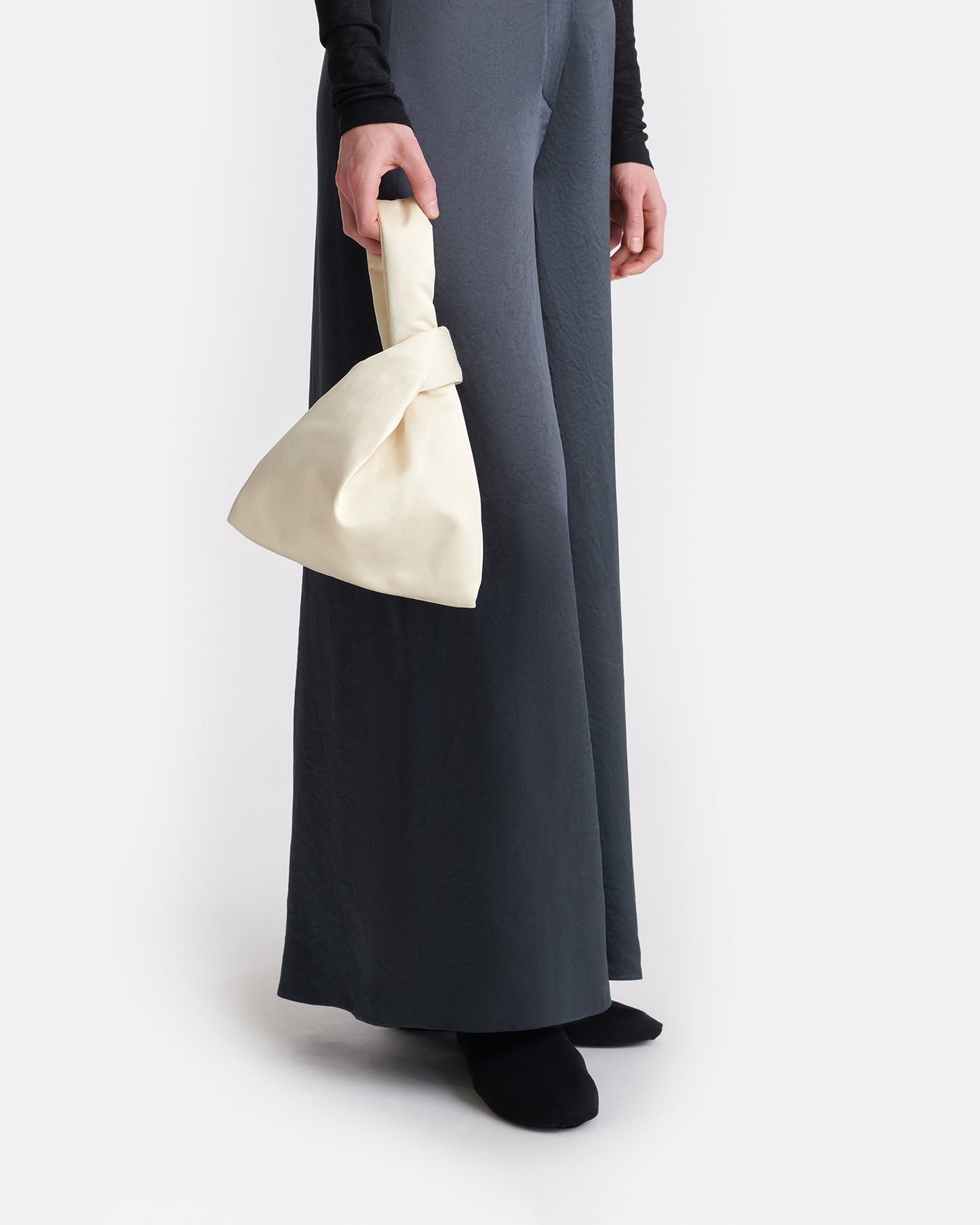 Jen Mini - Structured Satin Bag - Creme